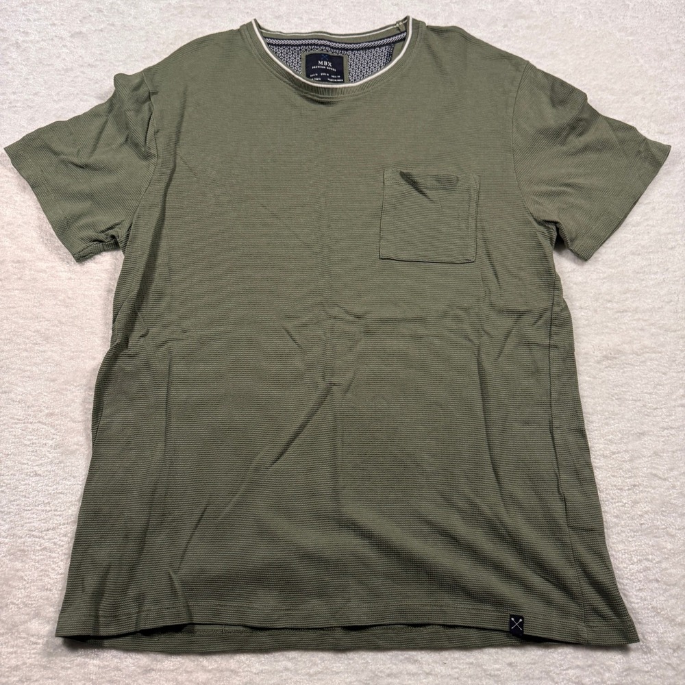 MBX Premium Goods‎ Mens Olive Green Waffle Knit Pocket T-Shirt Size M
